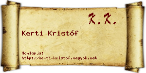 Kerti Kristóf névjegykártya